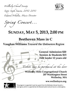 Beethoven: Mass in C; Vaughan Williams: Toward the Unknown Region