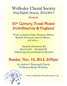 Twentieth Century Vocal Music from America and England.