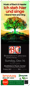 Ich steh hier und Singe: Music of Hassler and Bach