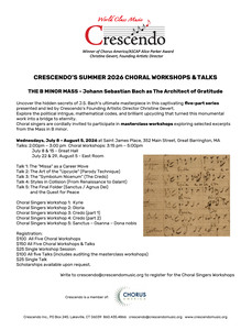 Summer Talk and Workshop: The B Minor Mass - Johann Sebastian Bach as the Architect of Gratitude