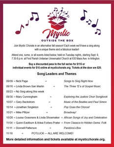 Mystic Outside the Box: weekly sing-alongs this fall