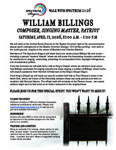 Walk with Spectrum 2026 - William Billings