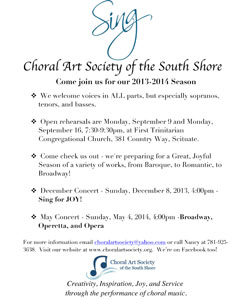 Open Rehearsal-Choral Art Society of the South Shore