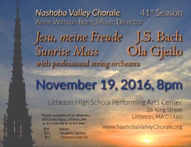 J.S. Bach: Jesu, Meine Freude; Ola Gjeilo: Sunrise Mass.