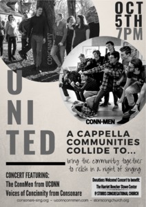 United: a cappella communities collide...to bring the community together to relish in a night of singing.
