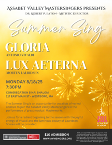 Summer Sing: Vivaldi’s Gloria, Lauridsen’s Lux Aeterna